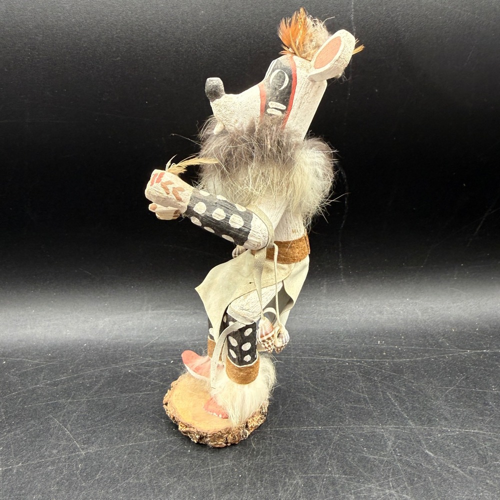 Vintage 7" White Mouse Kachina Doll Dancer Native American Folk Art Hand Painted - Picture 7 of 10
